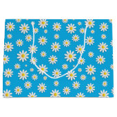 Eenvoudig Cute Blue met White Daisy Floral Pattern Groot Cadeauzakje (Voorkant)