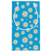 Eenvoudig Cute Blue met White Daisy Floral Pattern Klein Cadeauzakje (Achterkant)