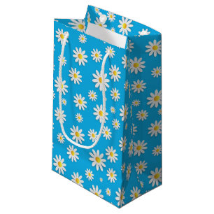 Eenvoudig Cute Blue met White Daisy Floral Pattern Klein Cadeauzakje