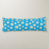 Eenvoudig Cute Blue met White Daisy Floral Pattern Lichaamskussen (Achterkant)