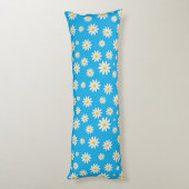 Eenvoudig Cute Blue met White Daisy Floral Pattern Lichaamskussen (Achterkant (Verticaal))