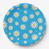 Eenvoudig Cute Blue met White Daisy Floral Pattern Papieren Bordje (Voorkant)