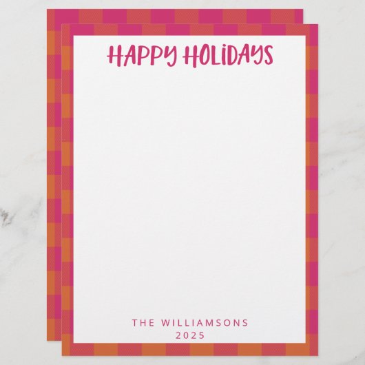 Eenvoudig Cute Custom Roze Poned Holiday Stationer Briefhoofd (Voorkant / Achterkant)