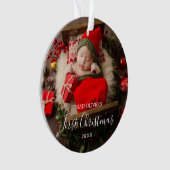 Eenvoudig Cute Elegant Foto Baby, eerste kerstkers Ornament (voorkant)