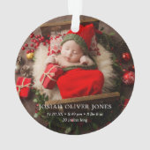 Eenvoudig Cute Elegant Foto Baby, eerste kerstkers Ornament (achterkant)