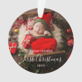 Eenvoudig Cute Elegant Foto Baby, eerste kerstkers Ornament (voorkant)
