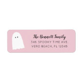 Eenvoudig Cute Ghost Elegant Script Halloween roze Etiket (Voorkant)
