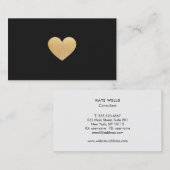 Eenvoudig Cute Gold Glitter Heart Black Netwerken Visitekaartje (Voorkant / Achterkant)