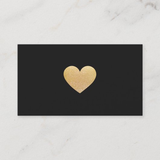 Eenvoudig Cute Gold Glitter Heart Black Netwerken Visitekaartje (Voorkant)