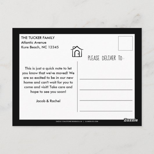 Eenvoudig Cute House We hebben een bewegende aanko Briefkaart (Achterkant)