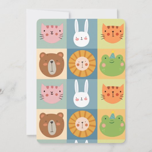 Eenvoudig Cute Lion Forest met dieren op zaterdag Kaart (Achterkant)