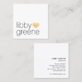 Eenvoudig Cute Modern Gold Glitter Heart Networkin Vierkante Visitekaartje (Voorkant / Achterkant)