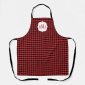 Eenvoudig Cute Monogram Rode Zwarte Buffalo Check Schort (Voorkant)