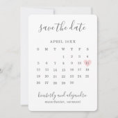 Eenvoudig Cute Pink Heart Calender Wedding Save The Date (Voorkant)