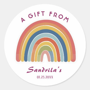 Eenvoudig Cute Retro Regenboog Persoonlijk Cadeau Ronde Sticker
