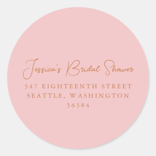 Eenvoudig Cute Roze Bruiloft Terug Adres Ronde Sticker (Voorkant)