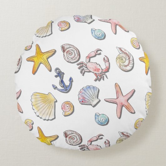 Eenvoudig Cute Strand Design Rond Kussen (Voorkant)
