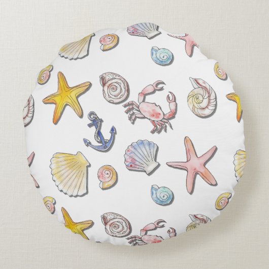 Eenvoudig Cute Strand Design Rond Kussen (Achterkant)