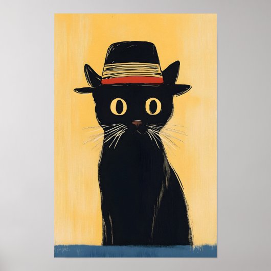 Eenvoudig Cute Zwart Kat Ontwerp Poster (Voorkant)