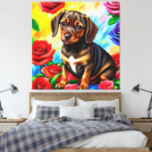 Eenvoudig Dachshund Pug Puppy Dog Art Canvas Afdruk (Insitu (Slaapkamer))
