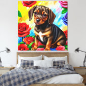 Eenvoudig Dachshund Pug Puppy Dog Art Canvas Afdruk (Insitu (Slaapkamer))