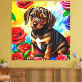 Eenvoudig Dachshund Pug Puppy Dog Art Canvas Afdruk (Insitu (Woonkamer))