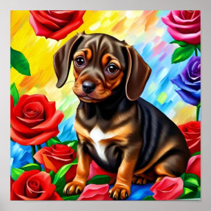 Eenvoudig dachshund Puppy Dog Print Art