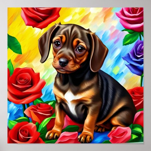 Eenvoudig dachshund Puppy Dog Print Art (Voorkant)