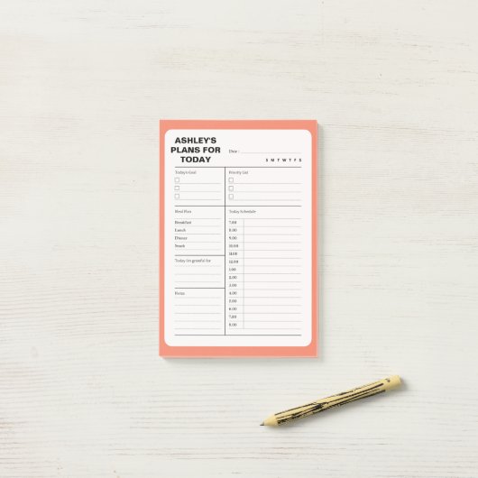 Eenvoudig Dagelijks Planner Notitieblok Post-it® Notes (Op bureau)