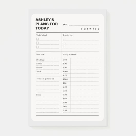 Eenvoudig Dagelijks Planner Notitieblok Post-it® Notes (Voorkant)