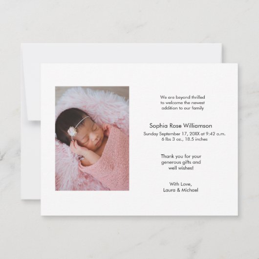 Eenvoudig Dank je Script Baby Girl 2 Foto's Kaart (Achterkant)