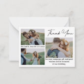 Eenvoudig dank u 3 foto's bruiloft notitiekaartje (Voorkant)