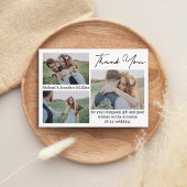 Eenvoudig dank u 3 foto's bruiloft notitiekaartje