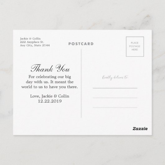 Eenvoudig dank u bruiloft Briefkaart (Achterkant)