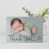 Eenvoudig Dank u de foto van het Manuscript Baby Aankondiging (Staand voorkant)