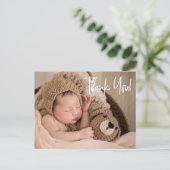 Eenvoudig Dank u de foto's van de Baby van het Man Aankondigingskaart (Staand voorkant)