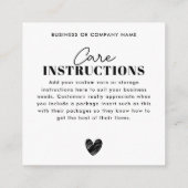 Eenvoudig dank u hart zorg instructie bedrijf informatiekaartje (Achterkant)