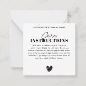 Eenvoudig dank u hart zorg instructie bedrijf notitiekaartje (Achterkant)