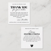 Eenvoudig dank u hart zorg instructie bedrijf notitiekaartje (Voorkant / Achterkant)