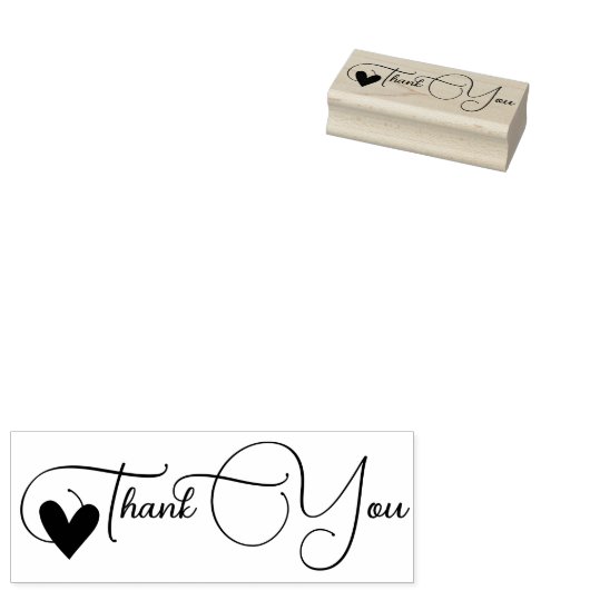 Eenvoudig Dank u Hartkalligrafie Eenvoudig Stijlvo Rubberstempel (Gestempeld)