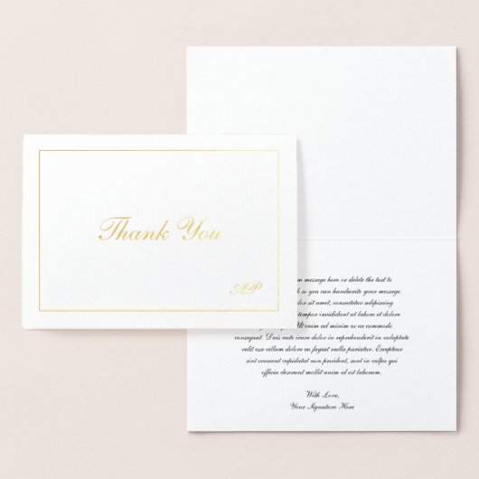 Eenvoudig dank u Monogram Elegante bruiloft Folie Kaarten (Display)