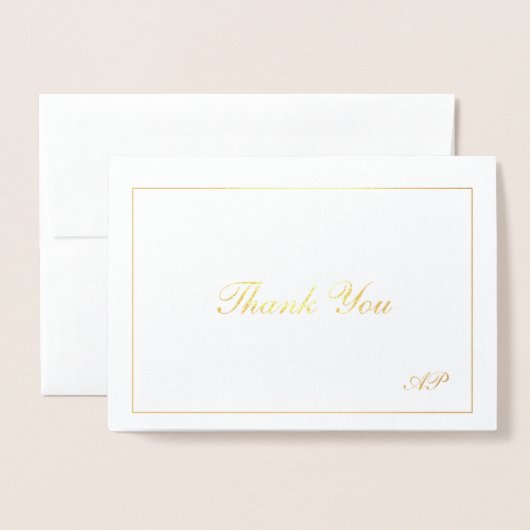 Eenvoudig dank u Monogram Elegante bruiloft Folie Kaarten (Voorkant met envelop)