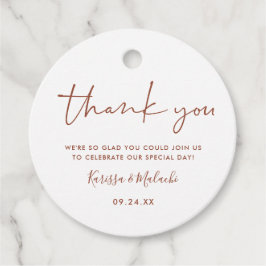 Eenvoudig dank u roest en witte trouwnamen bedankjes labels