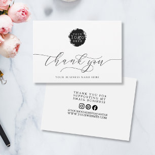 Eenvoudig dank u Script Business Branding Logo Bedankkaart