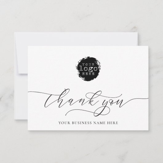 Eenvoudig dank u Script Business Branding Logo Bedankkaart (Voorkant)