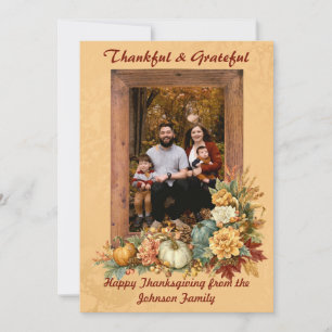Eenvoudig Dankbare Rustieke Thanksgiving Foto Feestdagenkaart