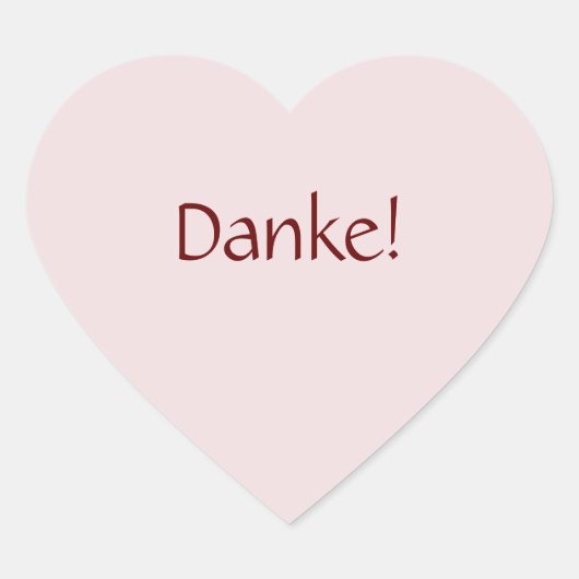 Eenvoudig 'Danke'. Tekstontwerp Hart Sticker (Voorkant)