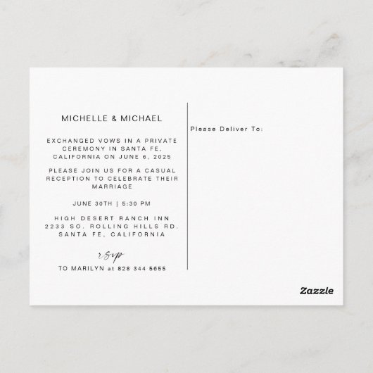 Eenvoudig dat we het huwelijk hebben getekend foto briefkaart (Achterkant)