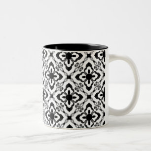 Eenvoudig Dazzling Damask Mok, zwart-wit Tweekleurige Koffiemok