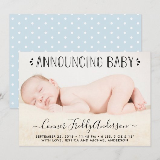 Eenvoudig de aankondiging van de geboorte van Chic (Voorkant / Achterkant)